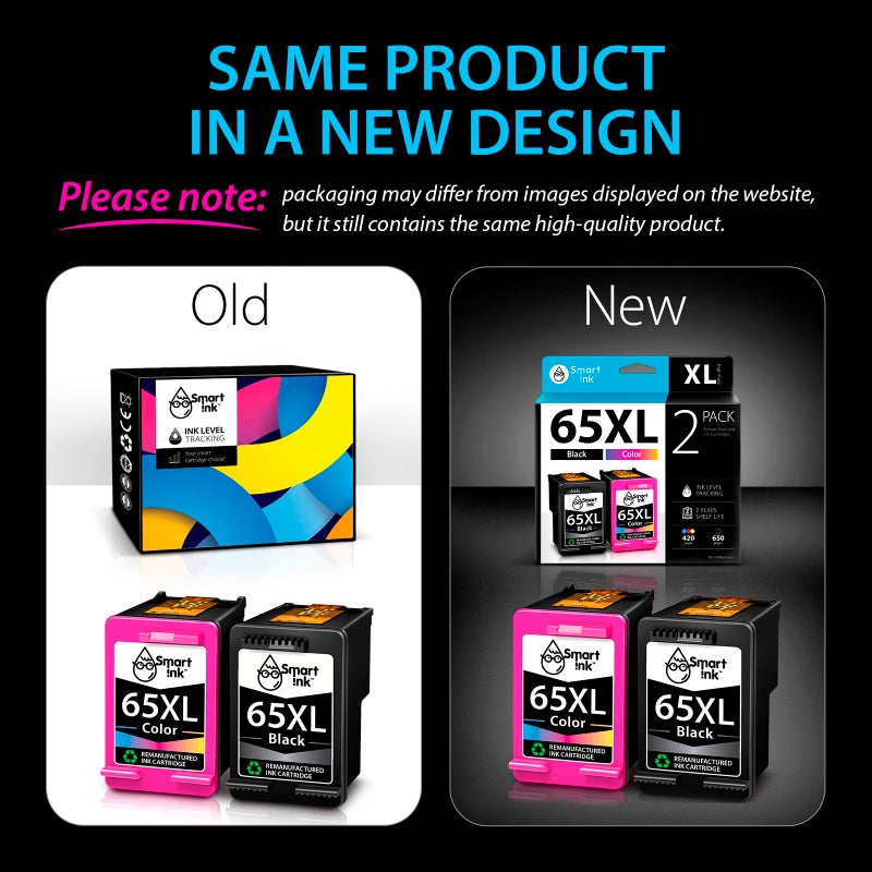 Smart Ink Remanufactured Ink Cartridges Replacement for HP 65XL HP 65 HP65XL Black and Color 2 Combo Pack for HP Printers DeskJet 3755 3700 3772 2600 2622 3752 3722 2655 Envy 5055 5000 5052 5070 5014 - Image 2